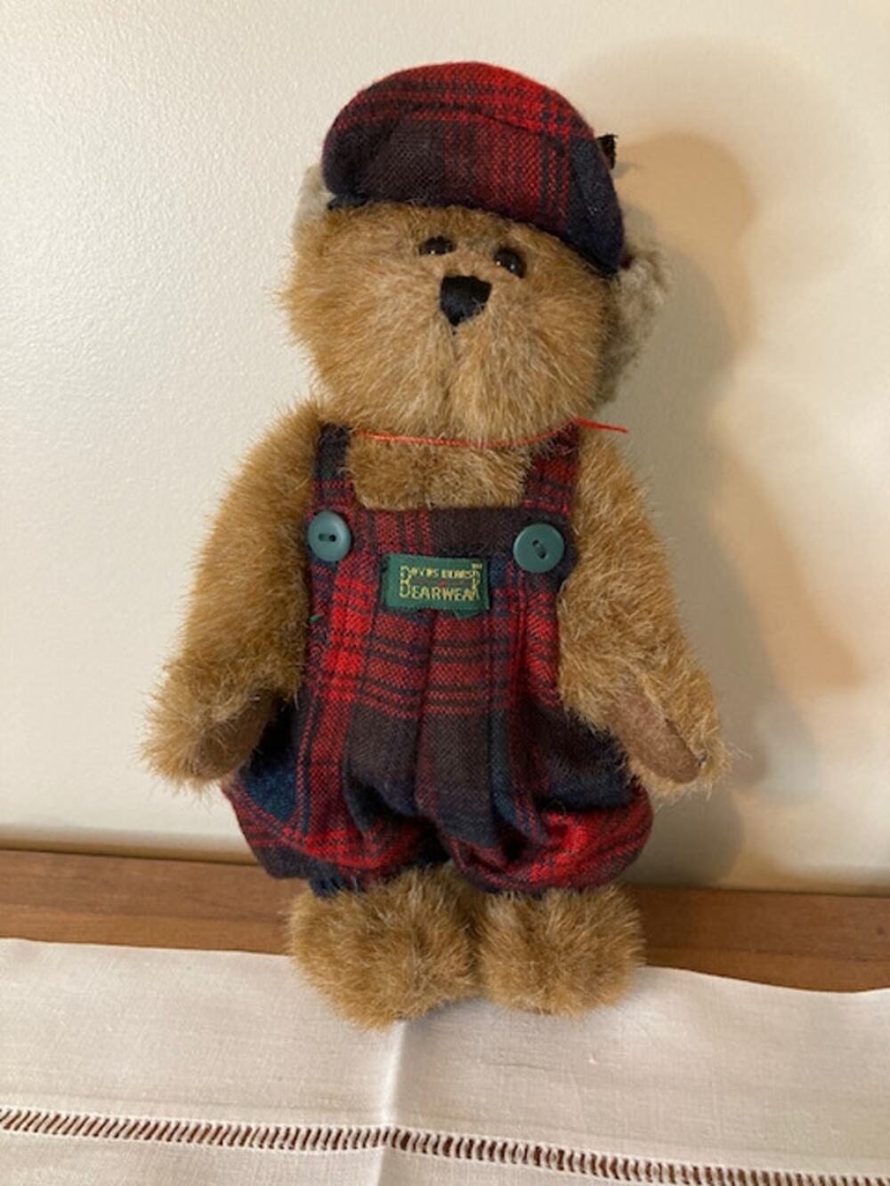 Vintage 90s Boyd's Bears 10" Edmund T. Bear (Fall 1997) w/Plaid Overalls & Hat